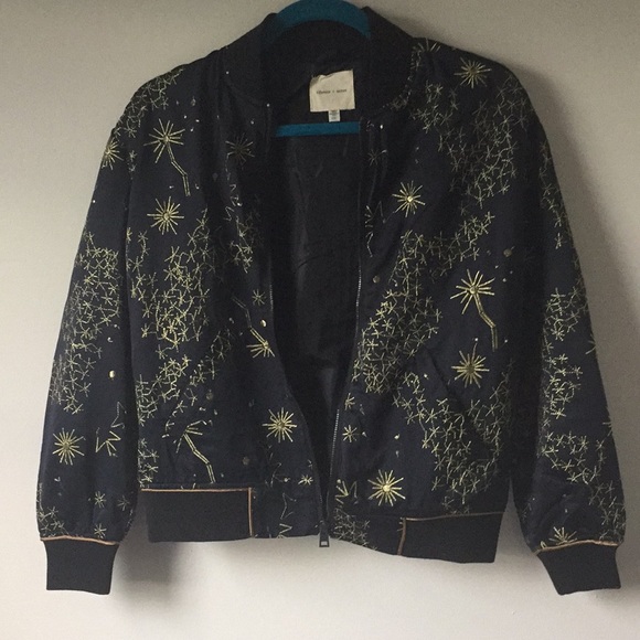 silence + noise Jackets & Blazers - Clelestial bomber jacket XS BNWOT Navy Gold